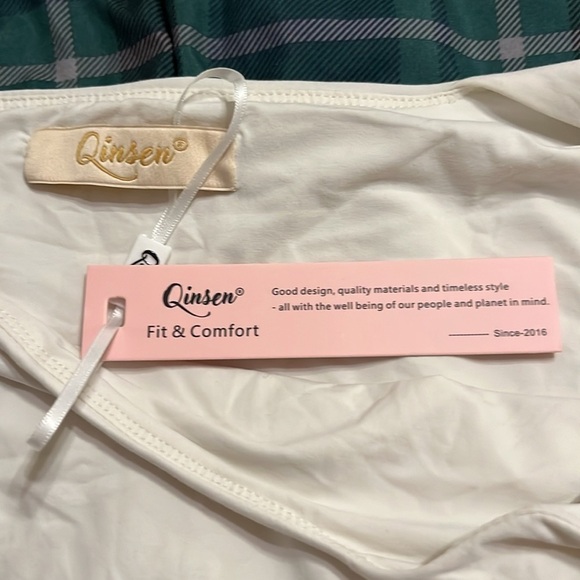 NWT QINSEN Square Neck Short Sleeve Double-Layer Bodysuit Fashion T-Shirt Tops - Picture 6 of 7